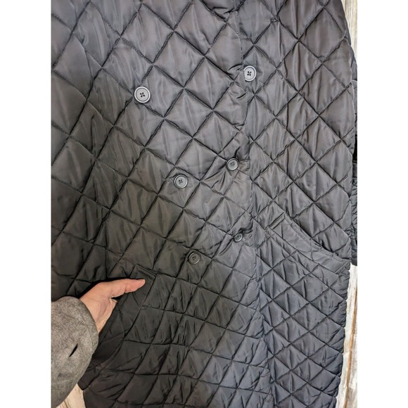 NWOT Rebecca Minkoff Double Breasted Quilted Long Black Duster Coat Large - Picture 5 of 12